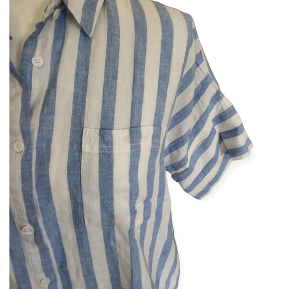 Thread & Supply Seaside Shirt Button Front Striped Linen Blend Womens Medium - Picture 3 of 7